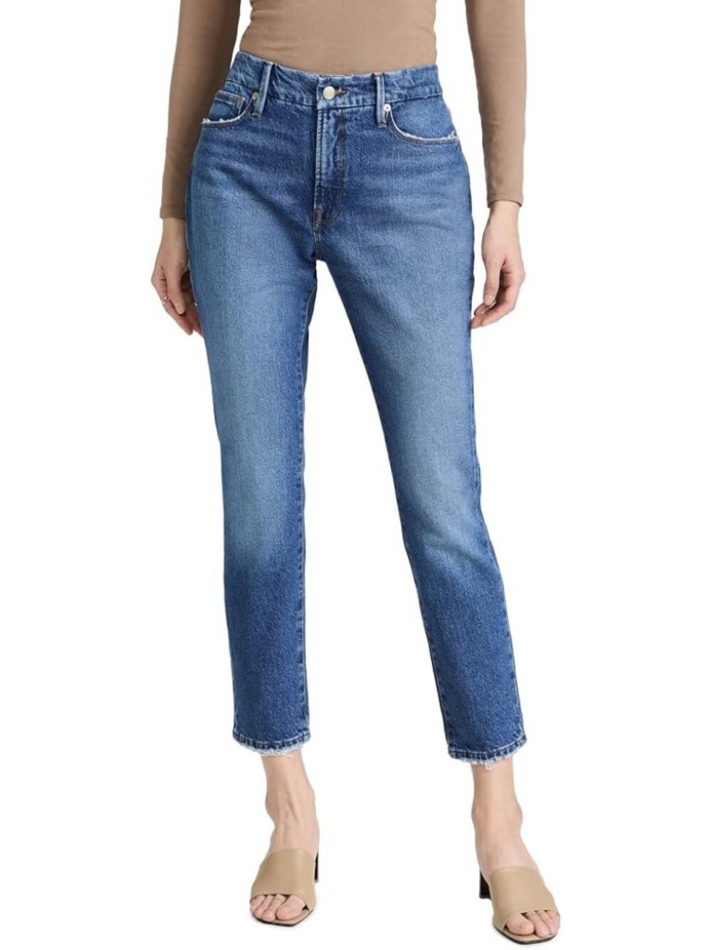 Good American Good Classic Blue Hi-Rise Cropped Denim Jeans Women's Sz 8/29 - Picture 3 of 14